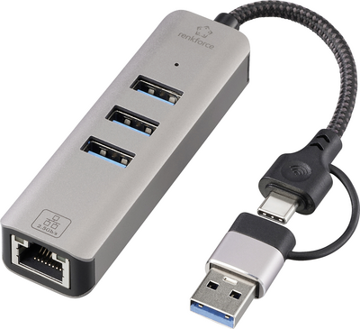 Renkforce RF-EAWH-300 USB 3.0 Verlängerungssystem RJ45+ Hub Extenderüber Netzwerkkabel (RF-6856046)