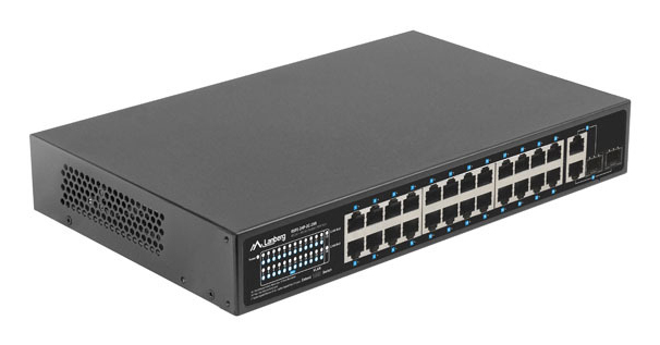 Lanberg RSFE-24P-2C-250 Unmanaged Switch 24x 100Mbit PoE+ 250W 19" Rack Schwarz