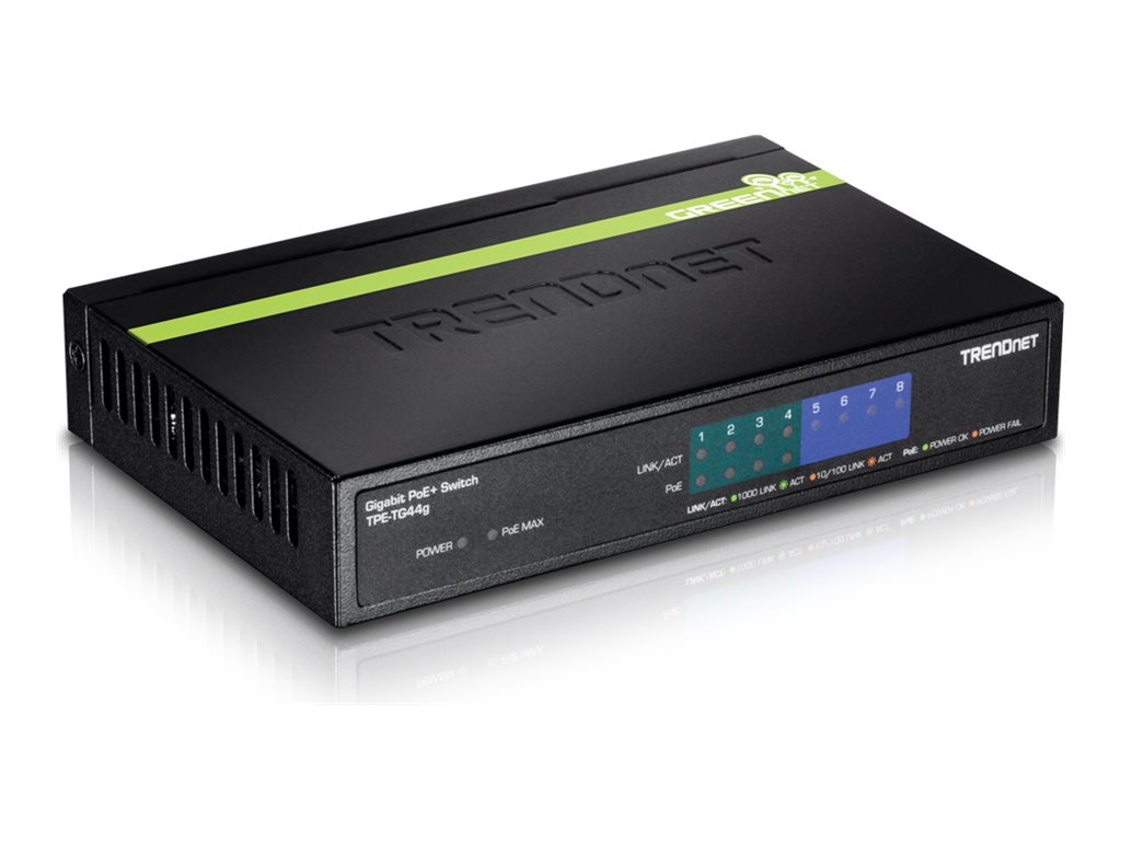 TRENDnet TPE TG44g 8-Port Gigabit PoE+ Switch Schwarz
