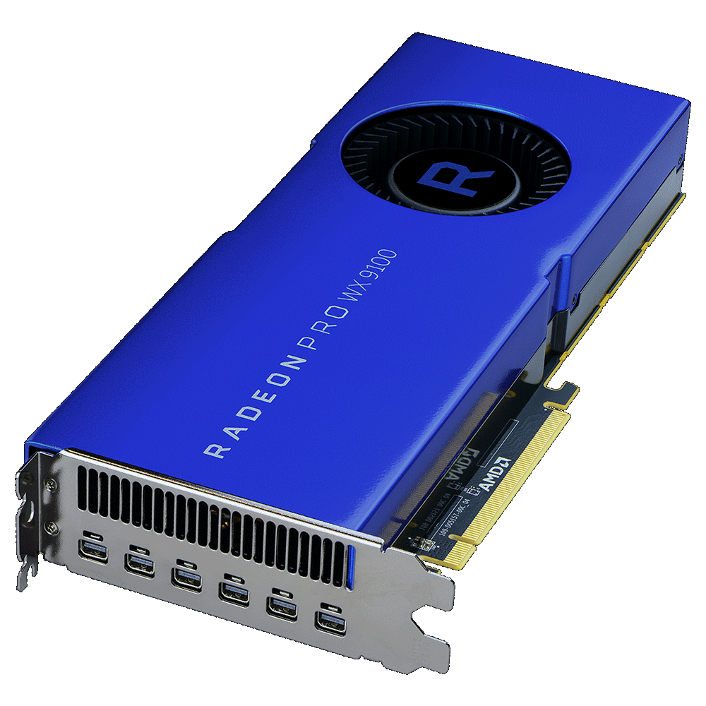 AMD RADEON PRO WX 9100. Grafikprozessorenfamilie: AMD, Prozessor-Taktfrequenz: 1500 MHz. Separater Grafik-Adapterspeicher: 16 GB, Grafikkartenspeichertyp: High Bandwidth Memory (HBM), Breite der Speicherschnittstelle: 2048 Bit. Kühlung: Aktiv, Anzahl Lüfter: 1 Lüfter, Produktfarbe: Blau (100-505957)