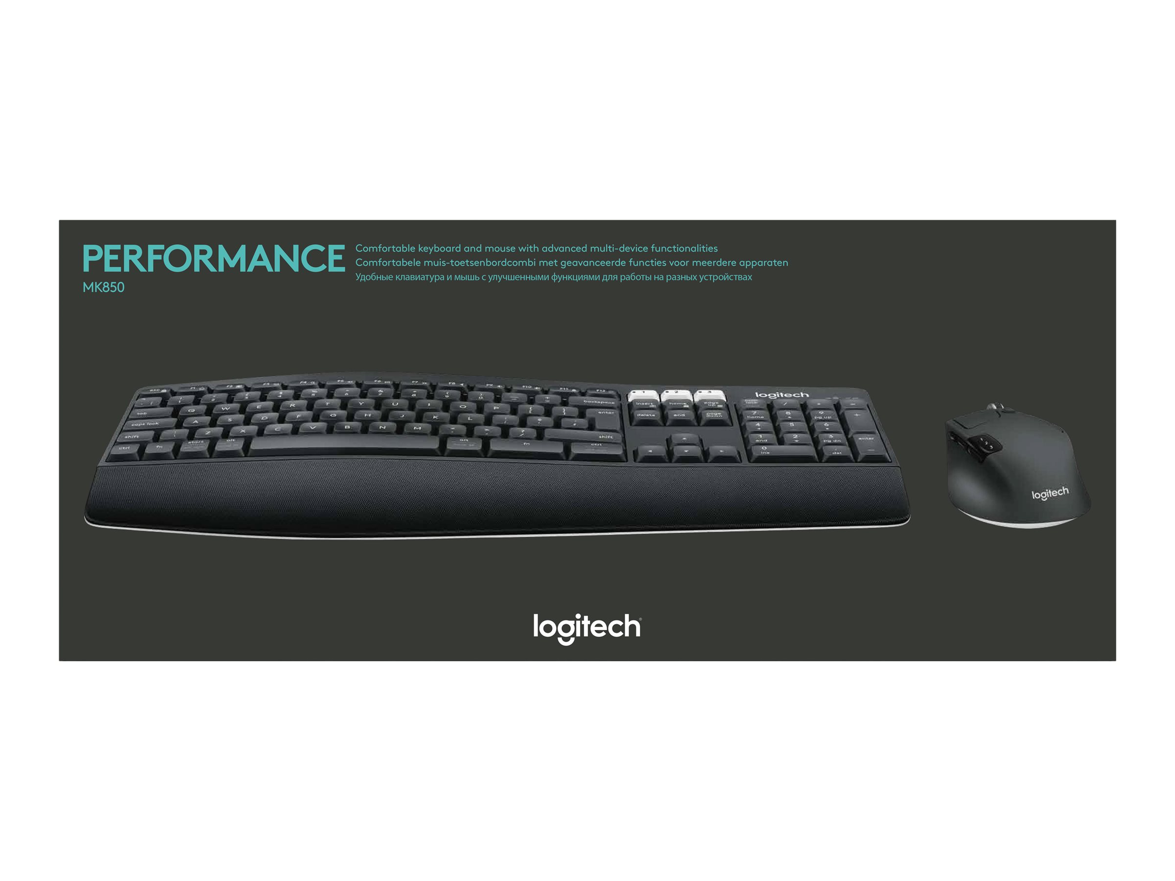 Logitech MK850 Performance Tastatur- und Maus-Set Kabellos Bluetooth 2,4 GHz US International Schwarz