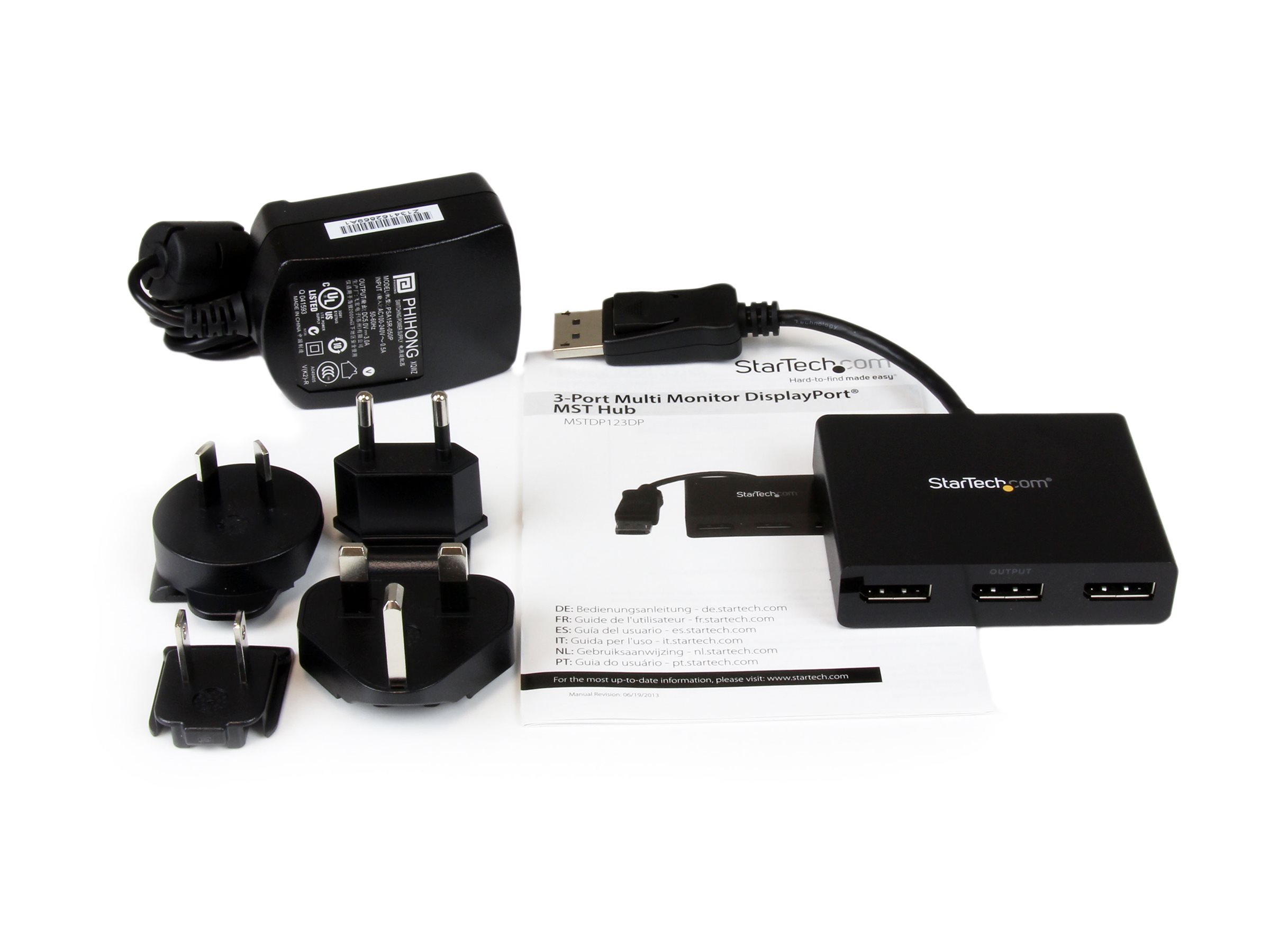 StarTech.com 3-Port Multi-Monitor DisplayPort 1.2 MST Hub DP Splitter Schwarz