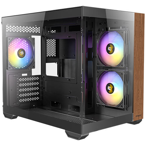 Antec CX600M Wood ARGB Mid Tower ATX PC-Gehäuse Schwarz, Holz