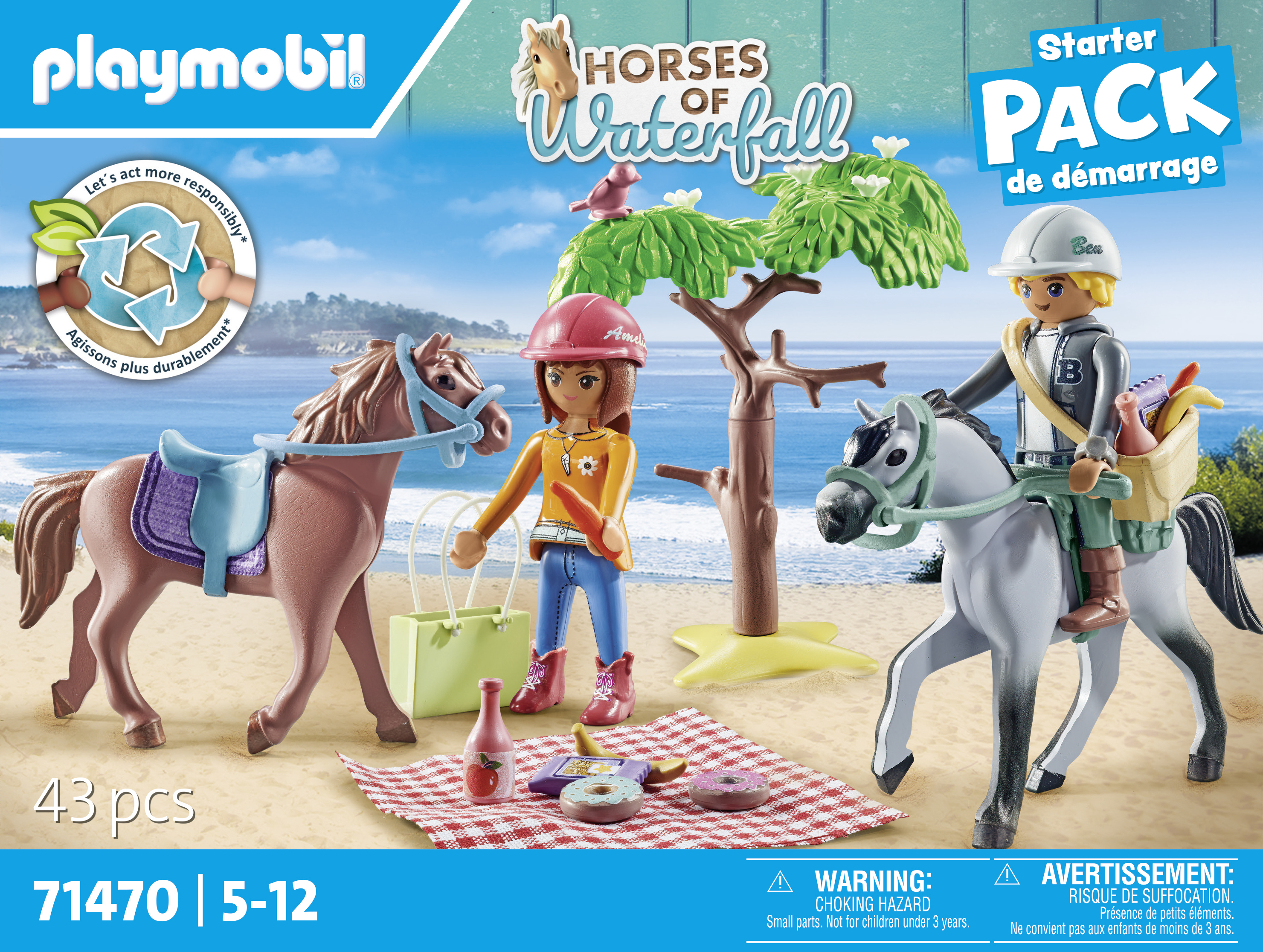 PLAYMOBIL 71470 Horses of Waterfall Reitausflug an den Strand mit Amelia und Ben, Mehrfarbig