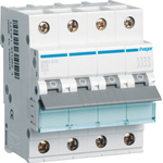 Hager MBN416. Nennstrom: 16 A. Typ: B-type, Module Menge (max): 4 Modul(e). Breite: 70 mm, Tiefe: 70 mm, Höhe: 83 mm (MBN416)