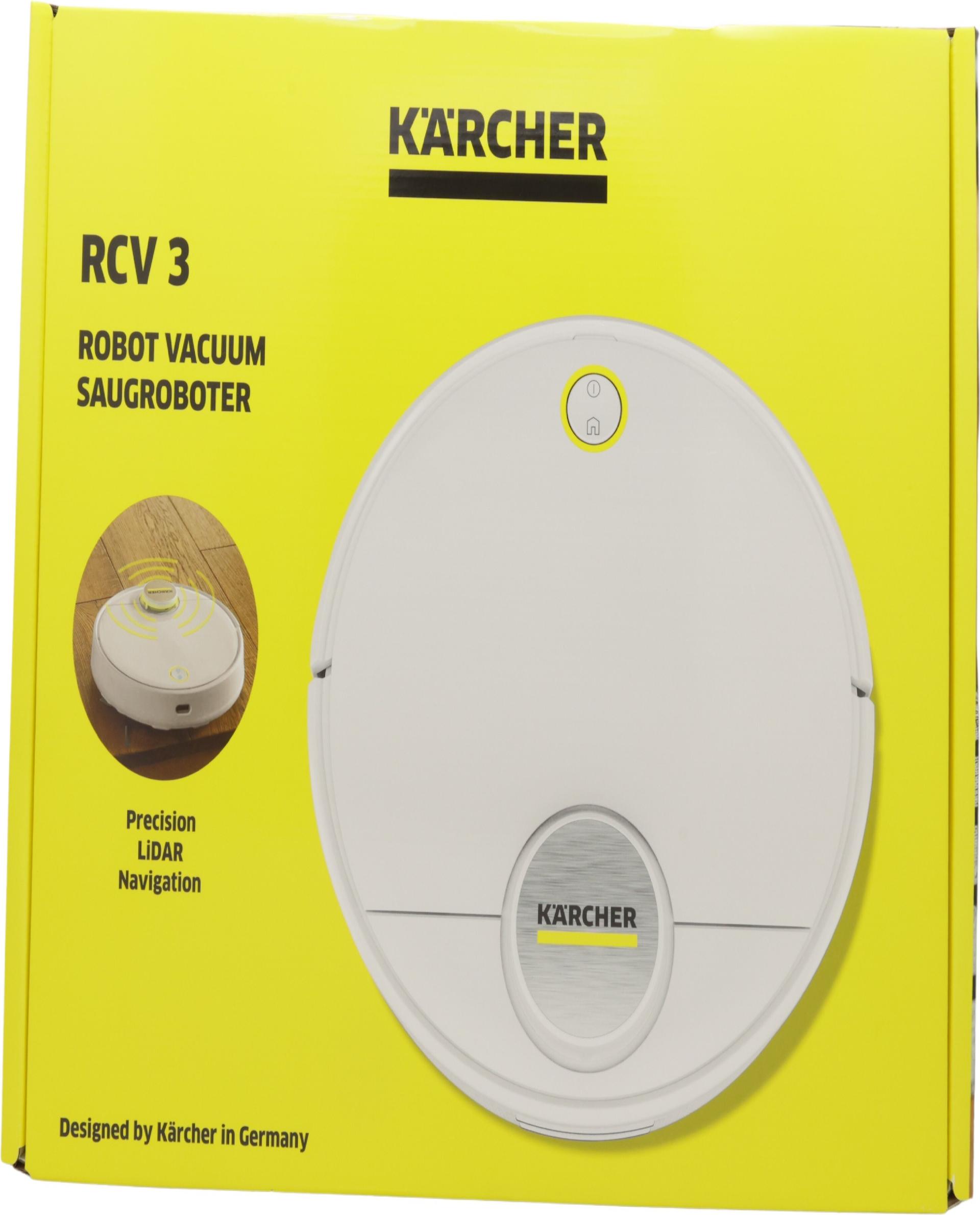 Kärcher RCV 3 Saug- und Wischroboter mit Ladestation – 2500 Pa, 120 min Laufzeit, Weiß