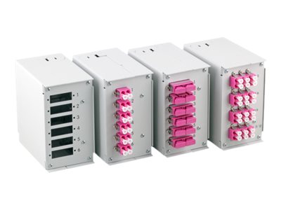 EFB-Elektronik Frontblende Glasfaser-Spleißboxplatte 6 x SC-D, LC-Quad 2,8mm Schraublöcher Hellgrau RAL 7035