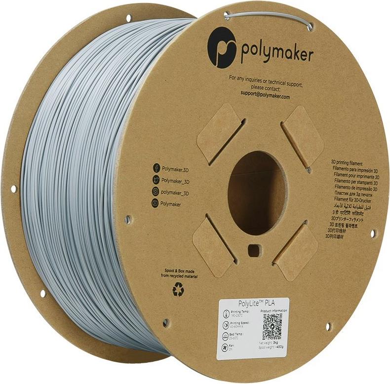 Polymaker PA02035 Filament PLA hohe Steifigkeit Zugfestigkeit 1.75 mm 3000 g Grau (PA02035)