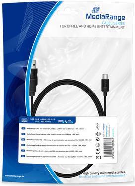 MediaRange MRCS188 USB Kabel 1,5 m 2.0 USB A Mini-USB B Schwarz (MRCS189)