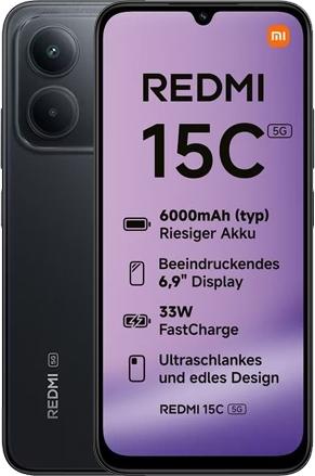 Xiaomi Redmi 15C 5G Dual Sim 4GB RAM 128GB - Midnight Black [Energieklasse A] (MZB0LINEU) (geöffnet)