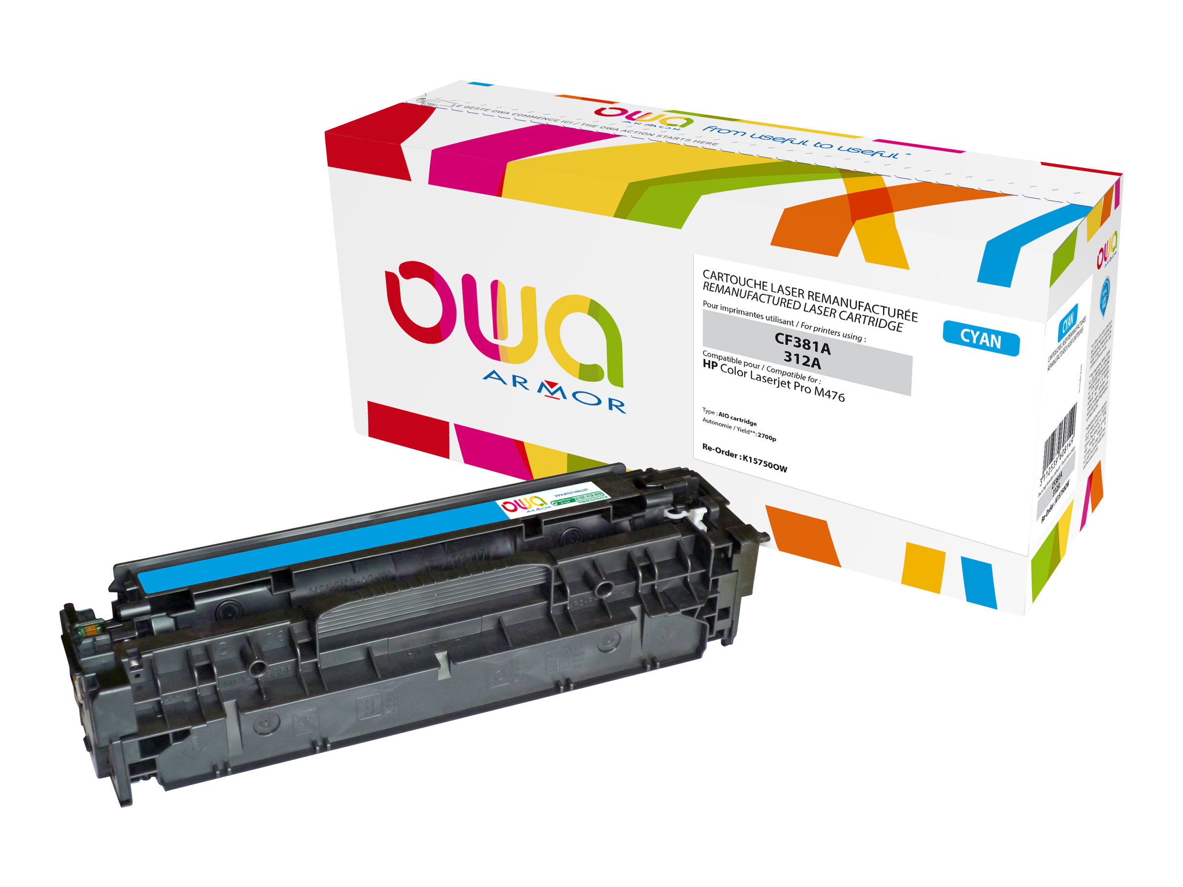 Armor OWA K15750OW Tonerpatrone 2700 Seiten (Alternative zu HP CF381A) Cyan