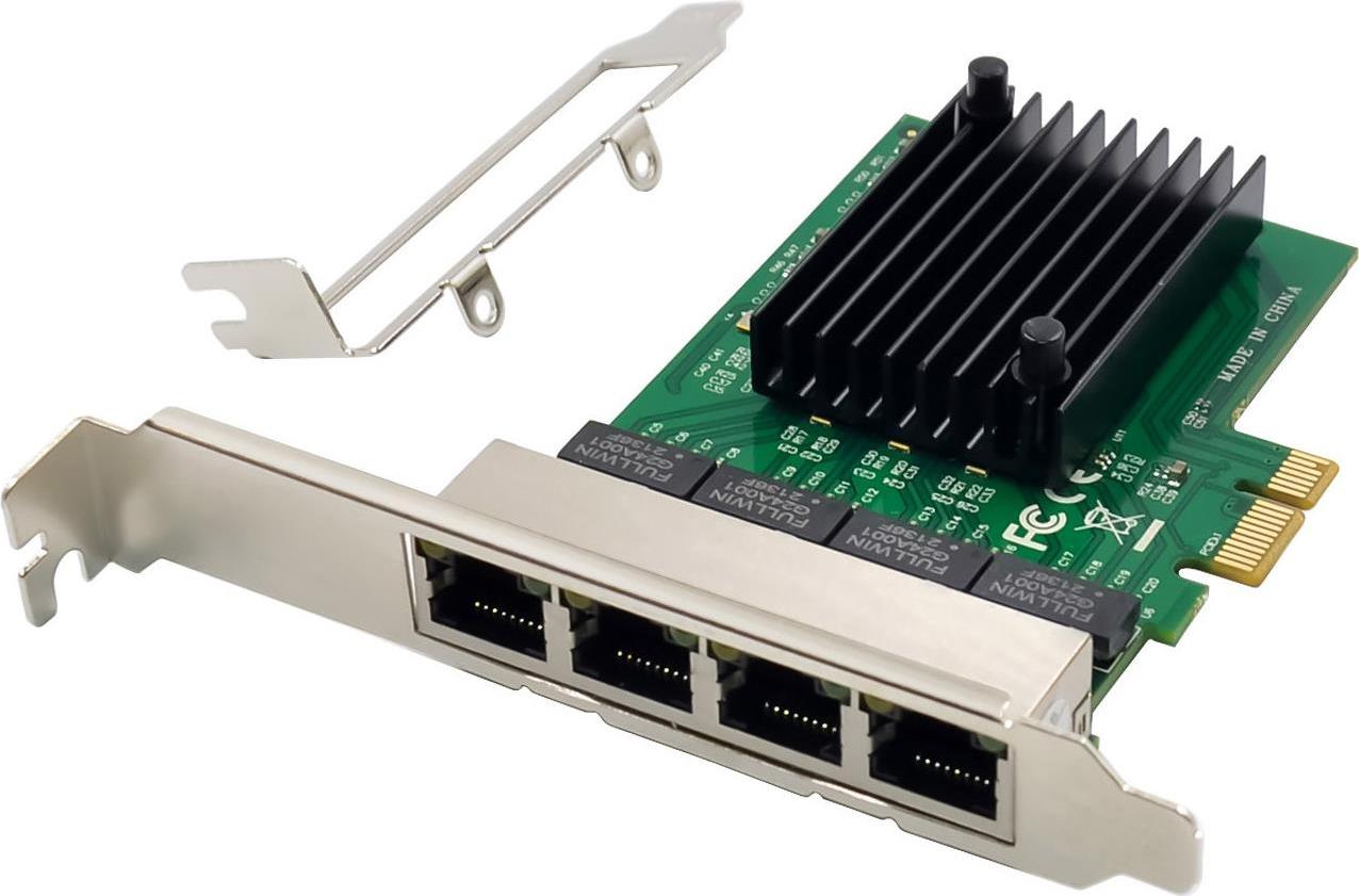 InLine Quad Gigabit Netzwerkkarte 4x RJ45 1 Gb/s PCIe x1 (51127B) (geöffnet)