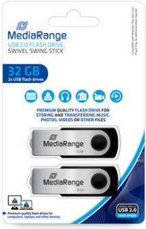 MediaRange MR911-2 USB-Stick 32 GB USB Typ-A 2.0 Schwarz - Silber (MR911-2)