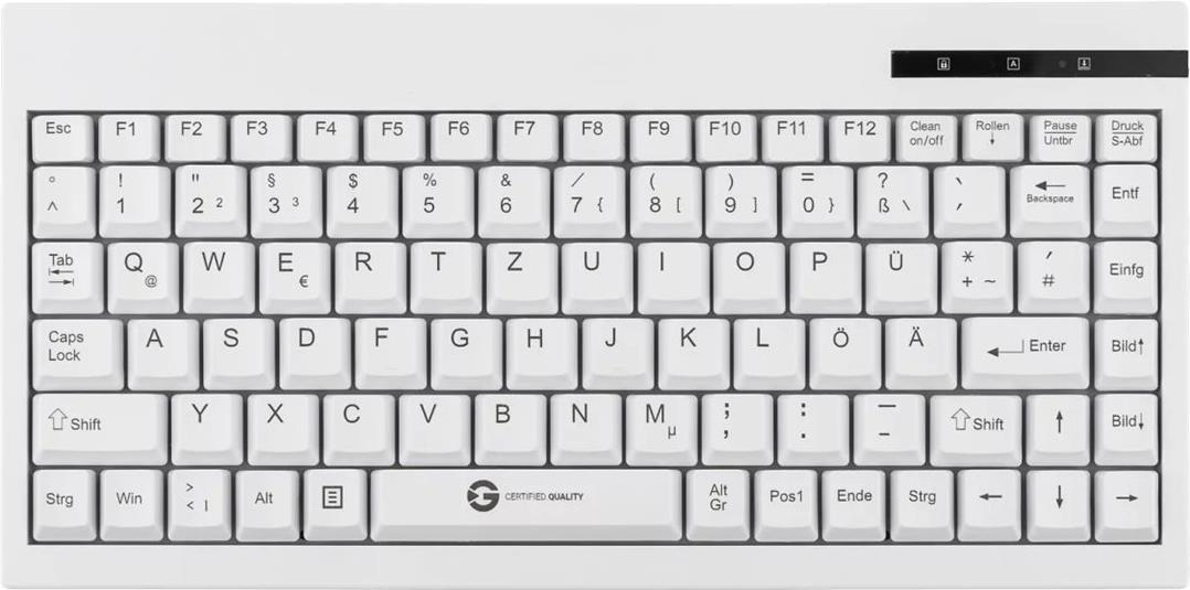 GCQ CleanType Easy Basic Compact Tastatur 88 Tasten USB QWERTZ Weiß