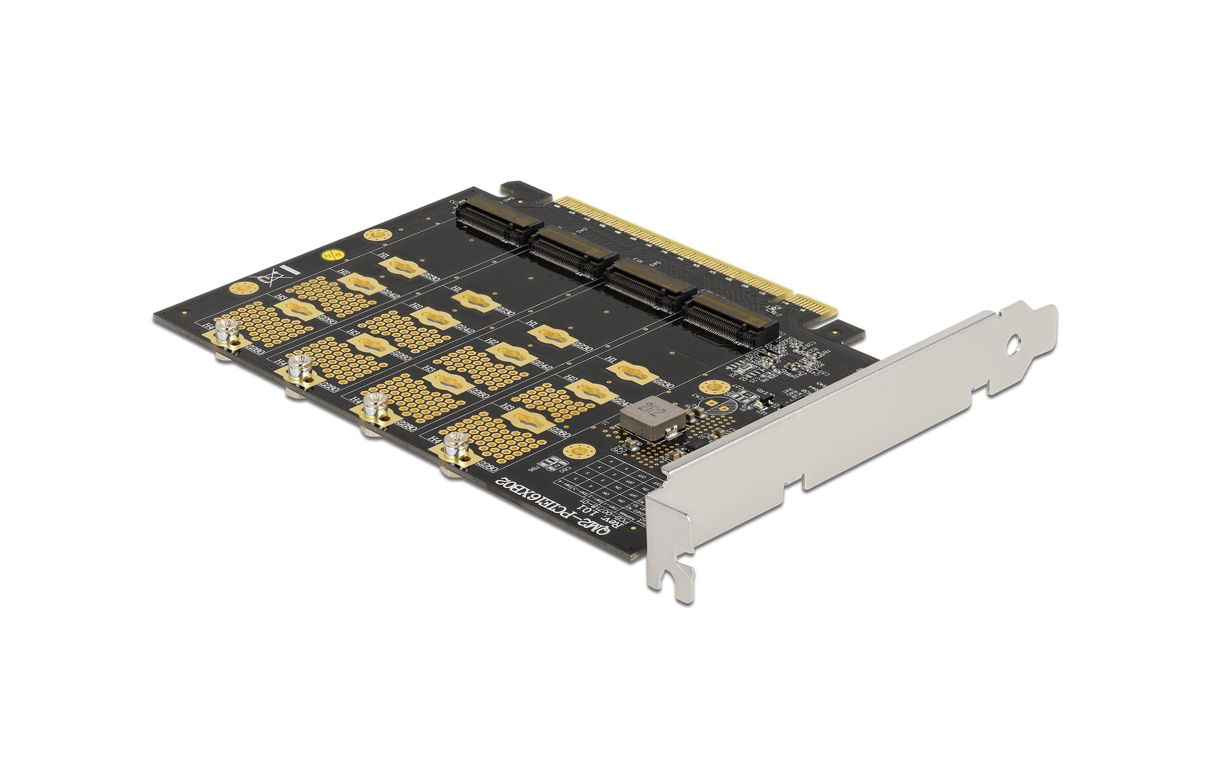 Delock 89017 PCI Express x16 Karte 4x intern M.2 NVMe Key M Bifurcation Schwarz, Silber