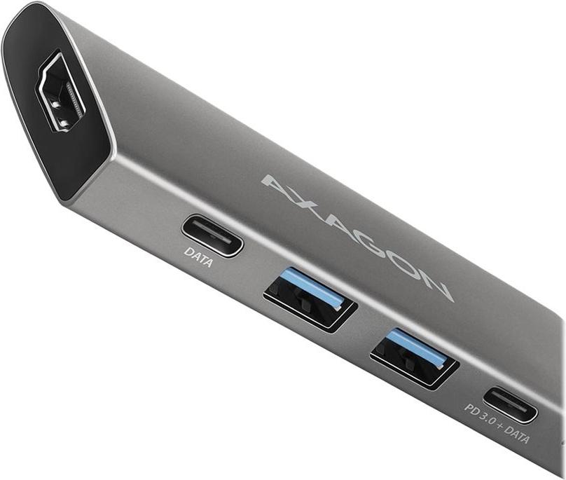 AXAGON HMC-5G2 SPEEDSTER 5H Dockingstation HDMI 2x USB 3.2 Gen 2 Type-A 2x USB 3.2 Gen 2 Type-C Grau