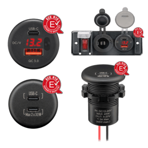 RAM Mounts Einbaucharger offene Kabelenden 2x USB-C 18W (560009)