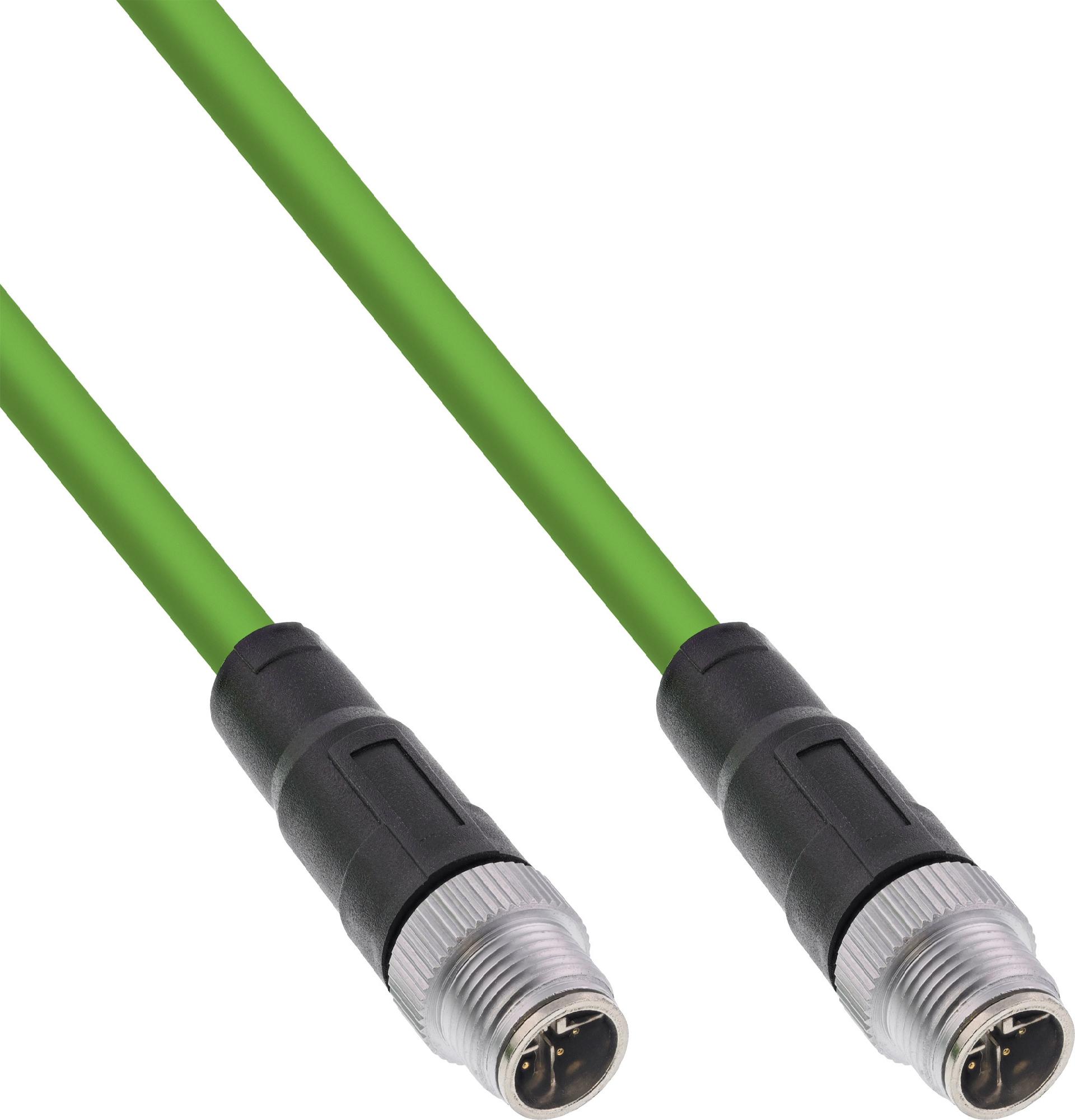 InLine Industrie Netzwerkkabel M12 8-pin X-kodiert Cat.6A PUR 5 m Grün