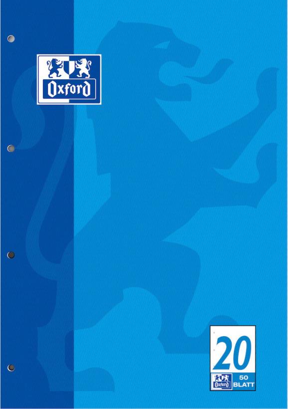 Oxford Schulblock A4 50 Blatt blanko 90 g/m² Blau