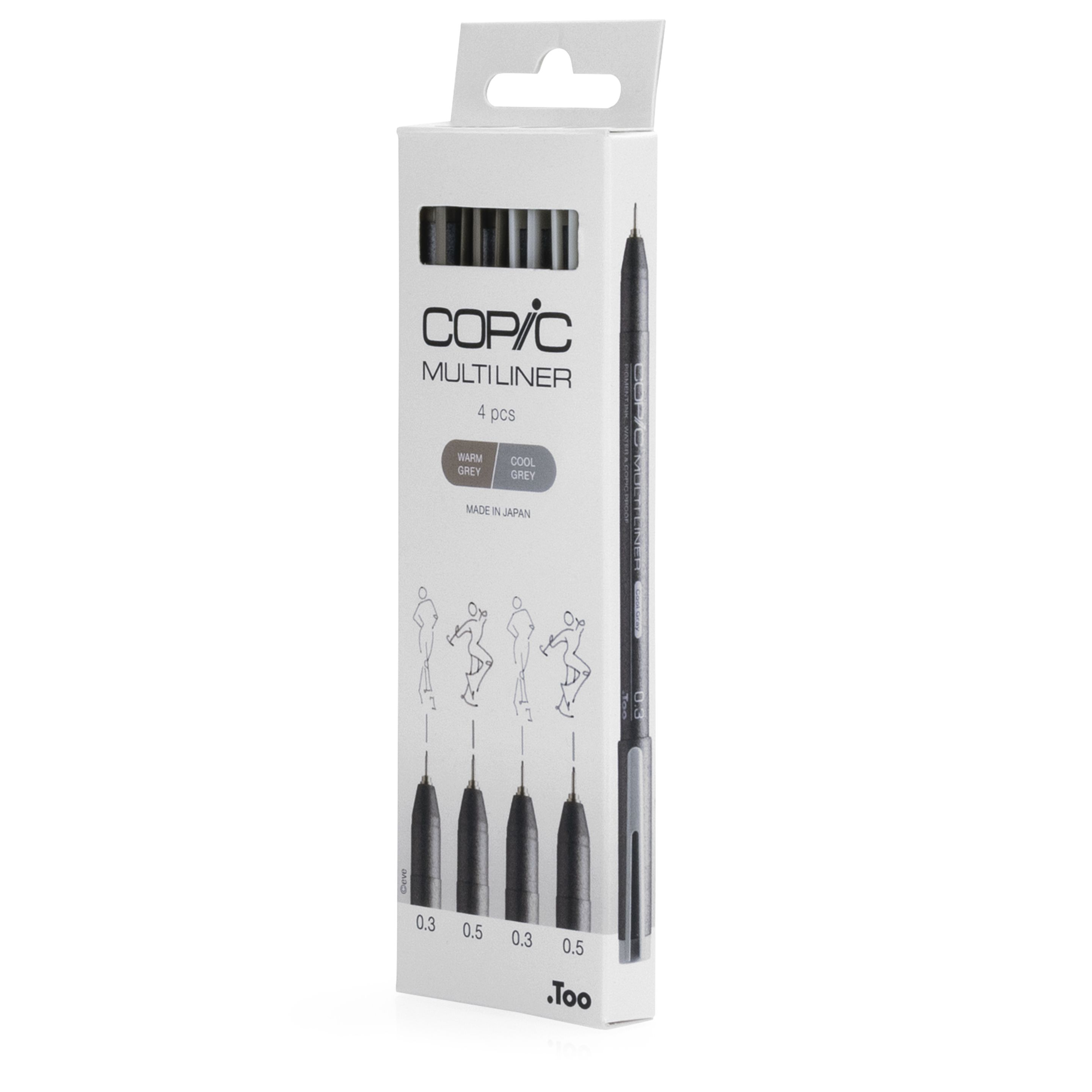 COPIC Multiliner Fineliner Set 0.3 + 0.5 mm Grau 4 St.