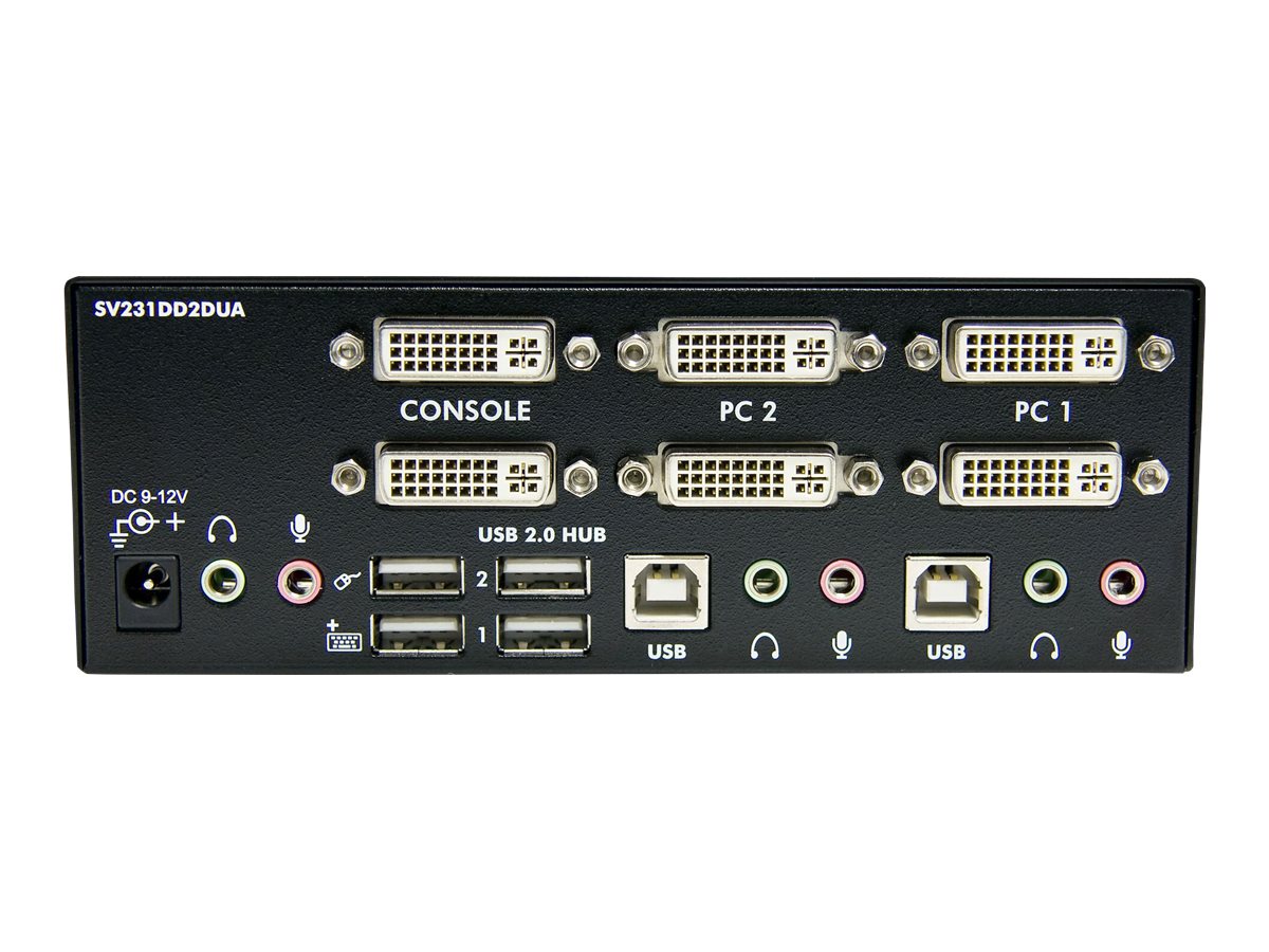 StarTech.com 2 Port DVI USB KVM Switch mit Audio und USB 2.0 Hub Schwarz