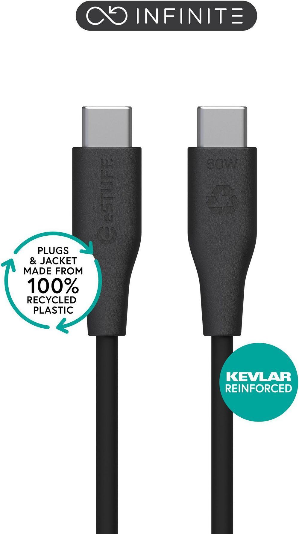 eSTUFF INFINITE (GRS) USB-C to USB-C Plastic. Super Soft (ES604280-BULK)