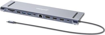 Manhattan Dockingstation 12-in-1 4K 1xHDMI 2xDP 3xUSB-A (190305)