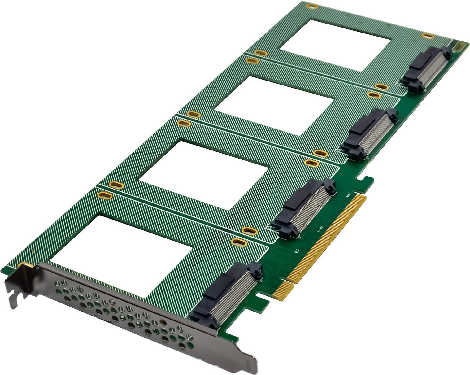 InLine PCIe Karte zu 4x intern U.2 NVMe SFF-8639– Bifurcation x16 (76660R)
