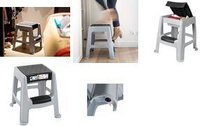 EDA Tritthocker, 1 Stufe, PP, grau/schwarz Hocker mit Trittstufe, rutschhemmende Füße, - 1 Stück (010183)