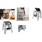 EDA Tritthocker, 1 Stufe, PP, grau/schwarz Hocker mit Trittstufe, rutschhemmende Füße, - 1 Stück (010183)