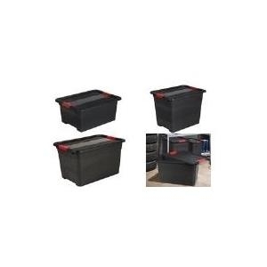 OKT Aufbewahrungsbox "Box Solido", 24 Liter, graphite/rot mit Deckel, Deckel mit Schiebeverschluss, - 1 Stück (1084582600000)
