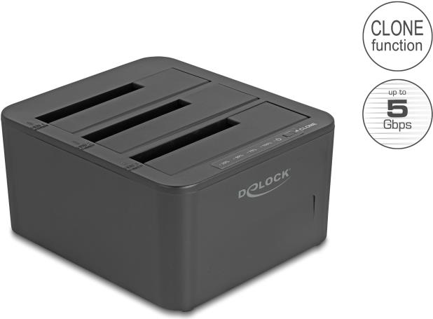 Delock USB Dockingstation für 3 x SATA HDD SSD mit 1 2 Klon Funktion (64332)