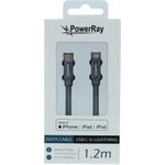 PowerRay Data Cable PR-DCCL120TGY, USB-C / LIGHTNING MFi 1.2m Textile grey, Blister (PR-DCCL120TGY)
