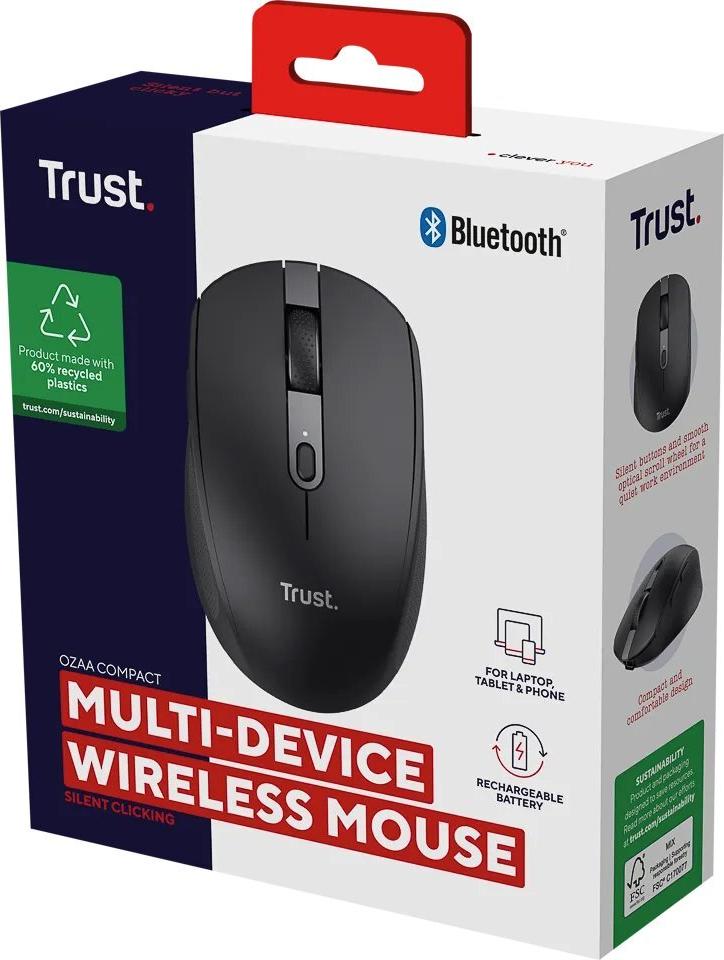 Trust Ozaa Compact Wireless Maus Multiconnect Schwarz