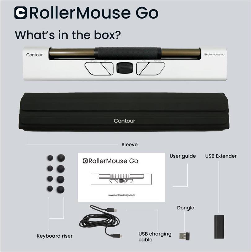 Contour RollerMouse Go + Dock Zentrale Maus Schwarz, Silber