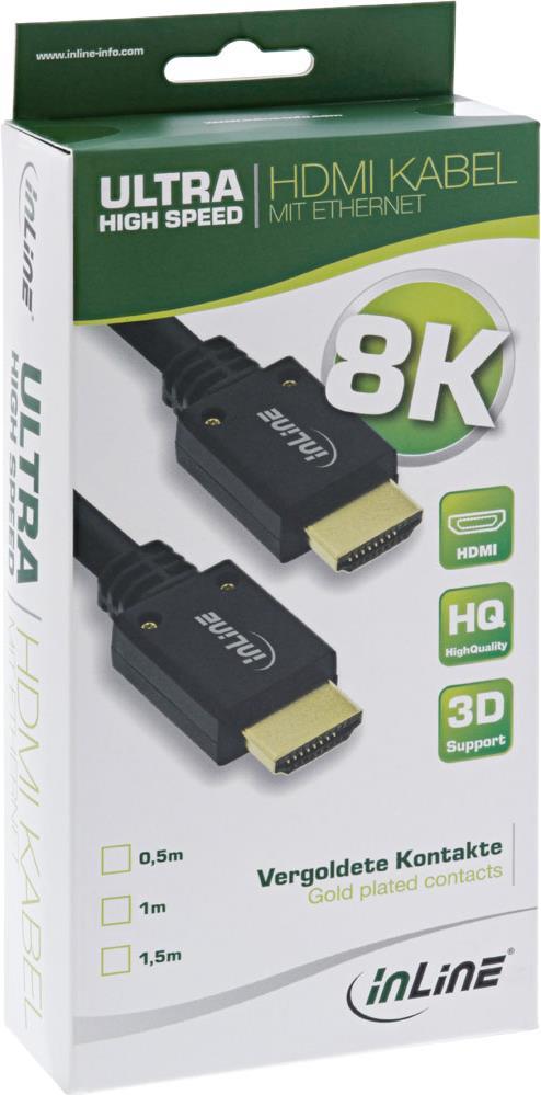 INLINE HDMI Kabel, Ultra High Speed HDMI Kabel, 8K4K, Stecker / Stecker, 0,5m (17955P)