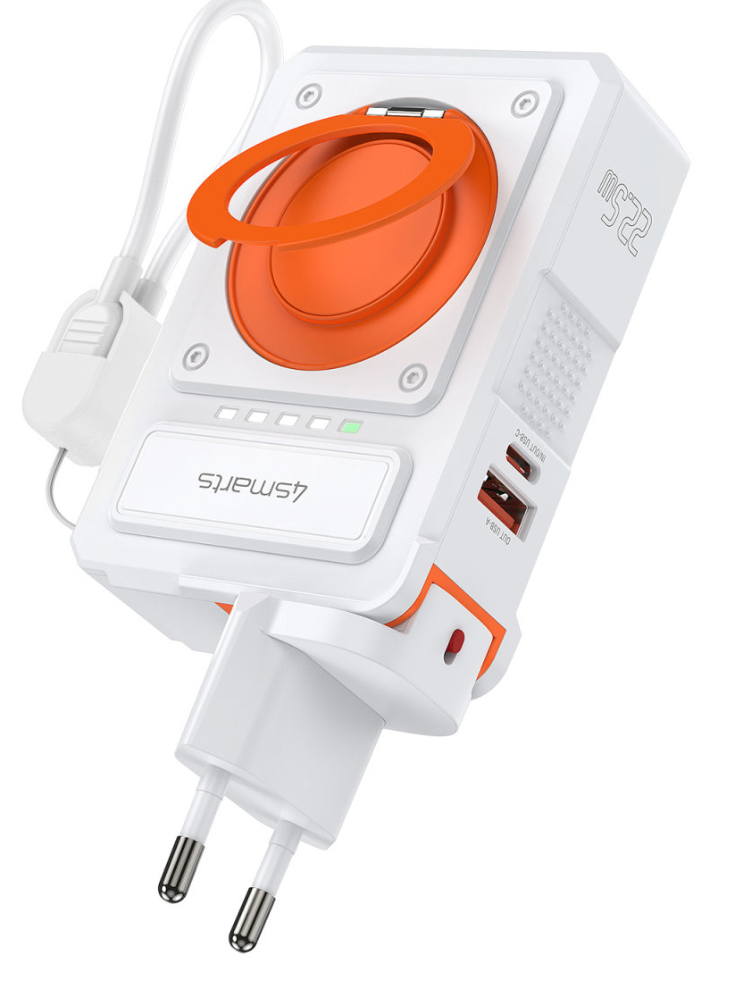 4smarts 6in1 Hybrid Charger Powerbank 10000 mAh Orange, Weiß