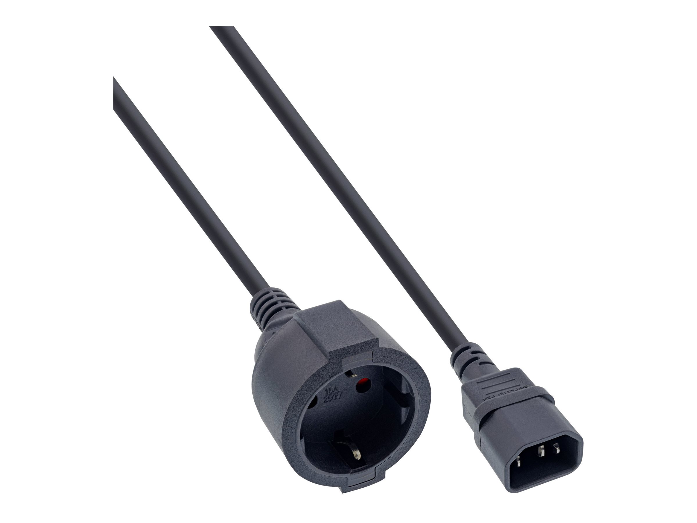 InLine B-16659A Stromkabel IEC C14 auf Schutzkontakt 1 m 30er Bulk-Pack Schwarz