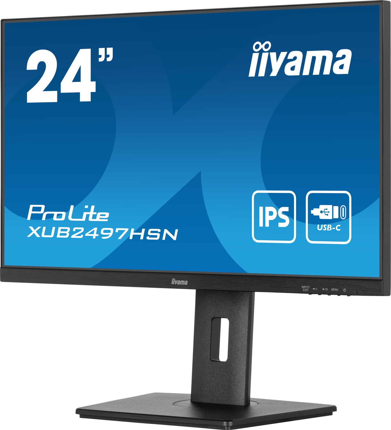 iiyama 24" IPS-panel, 1920x1080, USB-C Dock (65W PD, LAN, DP-OUT, USB3x3.2+1xC(7,5W)) 15cm Height Adj. Stand, 1ms, 300cd/m², Speakers, USB-C, HDMI, DisplayPort [Energieklasse E] (XUB2497HSN-B2)