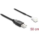 Delock Lüfterkabel USB 2.0 Typ-A Stecker zu 3 Pin (2 Pins belegt) Lüfteranschluss-Stecker 50 cm (91227)