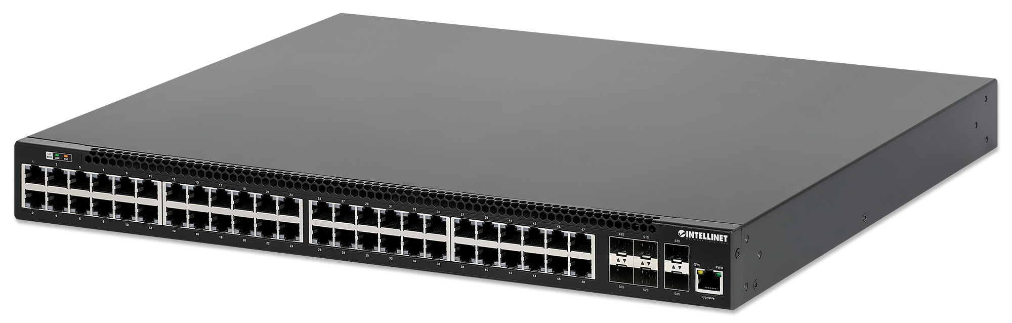 Intellinet 54-Port PoE+ L3 Managed Switch 6x10GbE 850W Schwarz