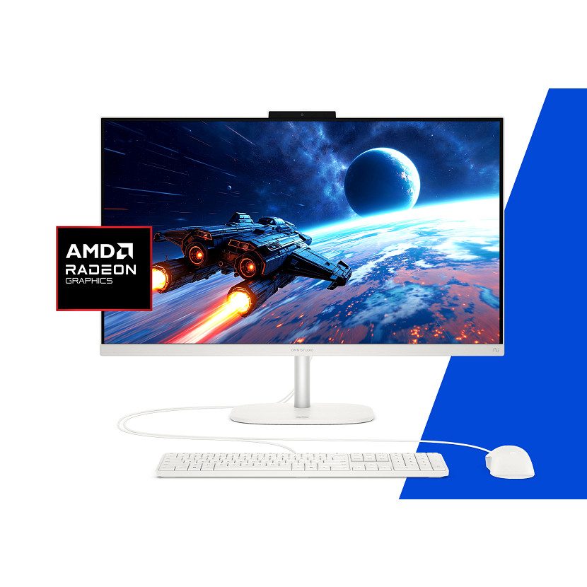 HP OmniStudio 27-cw0174ng 27" QHD All-in-One PC AMD Ryzen AI 7 445 24 GB RAM 512 GB SSD Cotton white