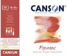 CANSON Zeichenpapierblock "Figueras", 300 x 400 mm, 290 g/qm 10 Blatt, Leinenstruktur, an der kurzen Seite geleimt, für - 1 Stück (C31085P003)