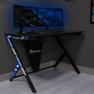 X-Rocker Ocelot Gaming-Schreibtisch 115 x 73,5 cm Stahl Carbonfaser Schwarz, Blau, Rot