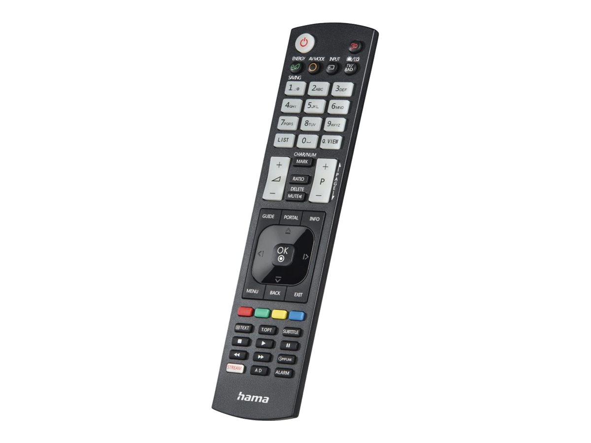 Hama Universal-Fernbedienung für LG TVs, IR, 52 Tasten, lernfähig, beleuchtete Tasten, Schwarz