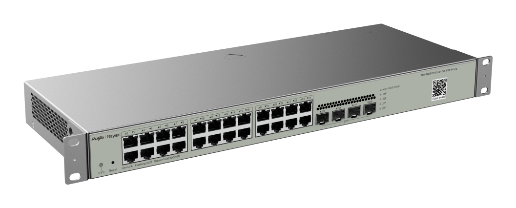 Ruijie Reyee RG-NBS3100-24GT4SFP-V2 L2 Managed Switch, 24x Gigabit RJ-45, 4x SFP, Metallisch