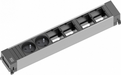 Bachmann POWER FRAME Verlängerungskabel 0,2 m 2 AC-Ausgänge Innenraum Schwarz - Metallisch (916.023)