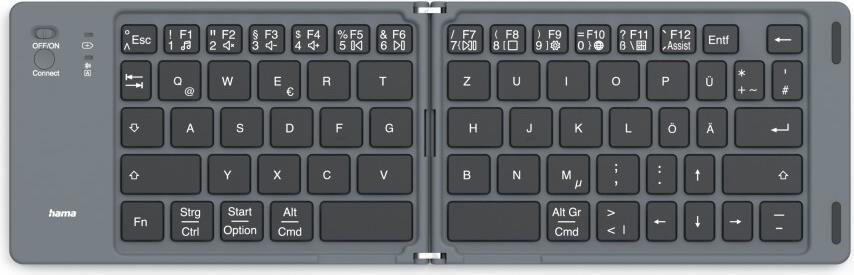 Hama Bluetooth®-Mini-Tastatur Travel 450, faltbar, kabellos, Schw., QWERTZ DE (00125136)