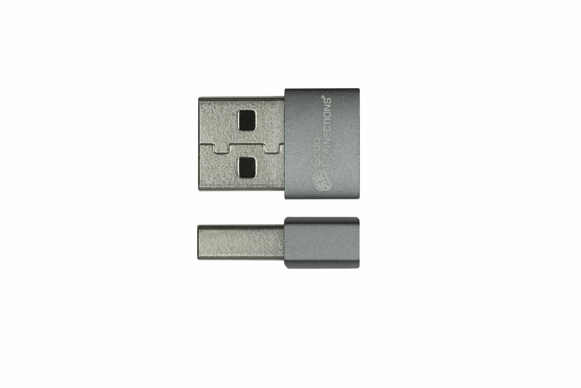 Good Connections Kabelmeister USB-A auf USB-C Adapter USB 2.0 Aluminiumgehäuse 3er-Set Grau