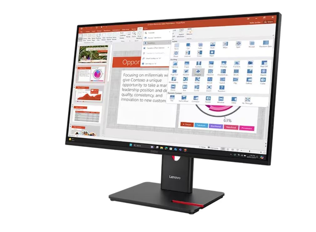 Lenovo ThinkVision T27-40, LED-Monitor - (68.6 cm (27 Zoll), schwarz, FullHD, IPS, USB-Hub, VGA, HDMI, DP, 120Hz Panel) [Energieklasse D] (64A5MAT6EU)